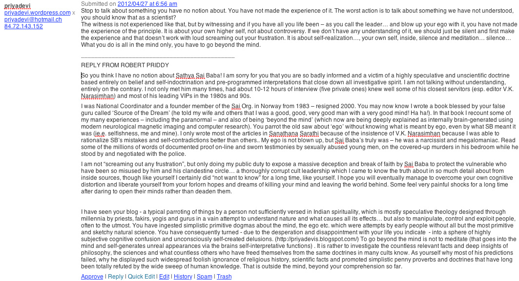 'priyadevi' comment to robert priddy