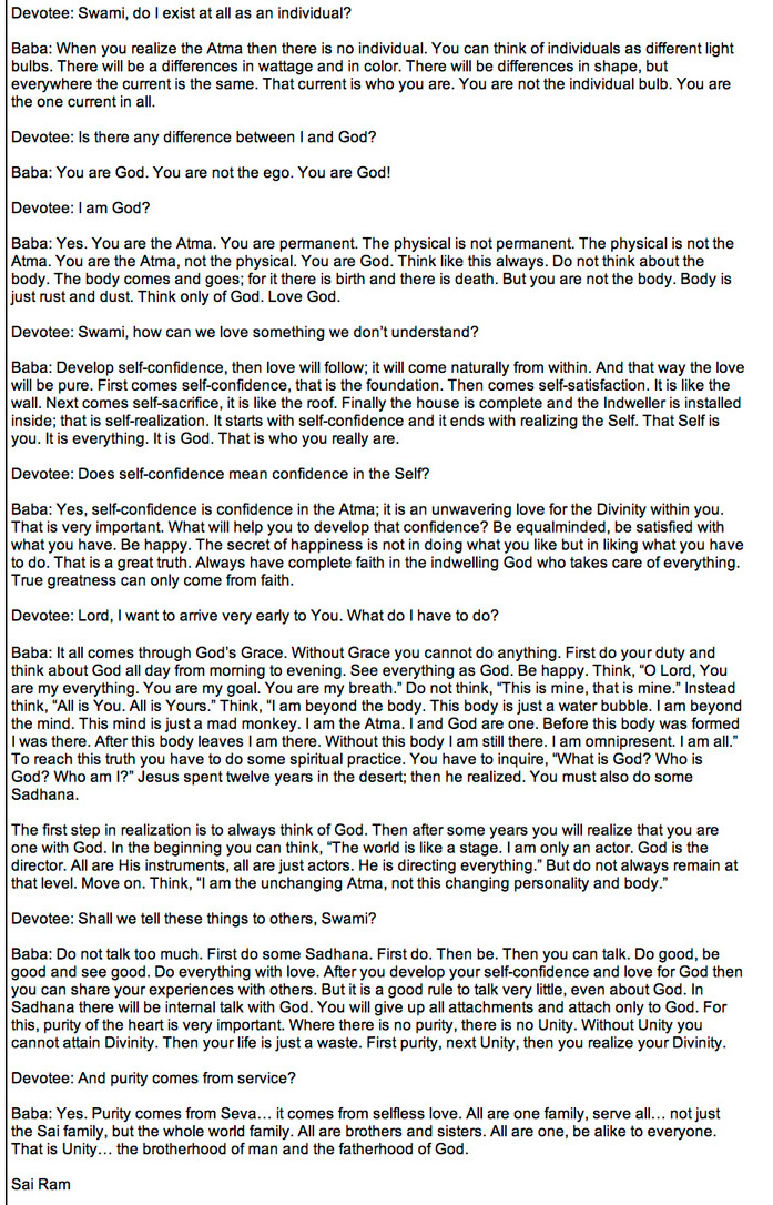 Sathya sai baba interview - part 2 of 1985 interview transcript with Al Drucker and the  foreigner group